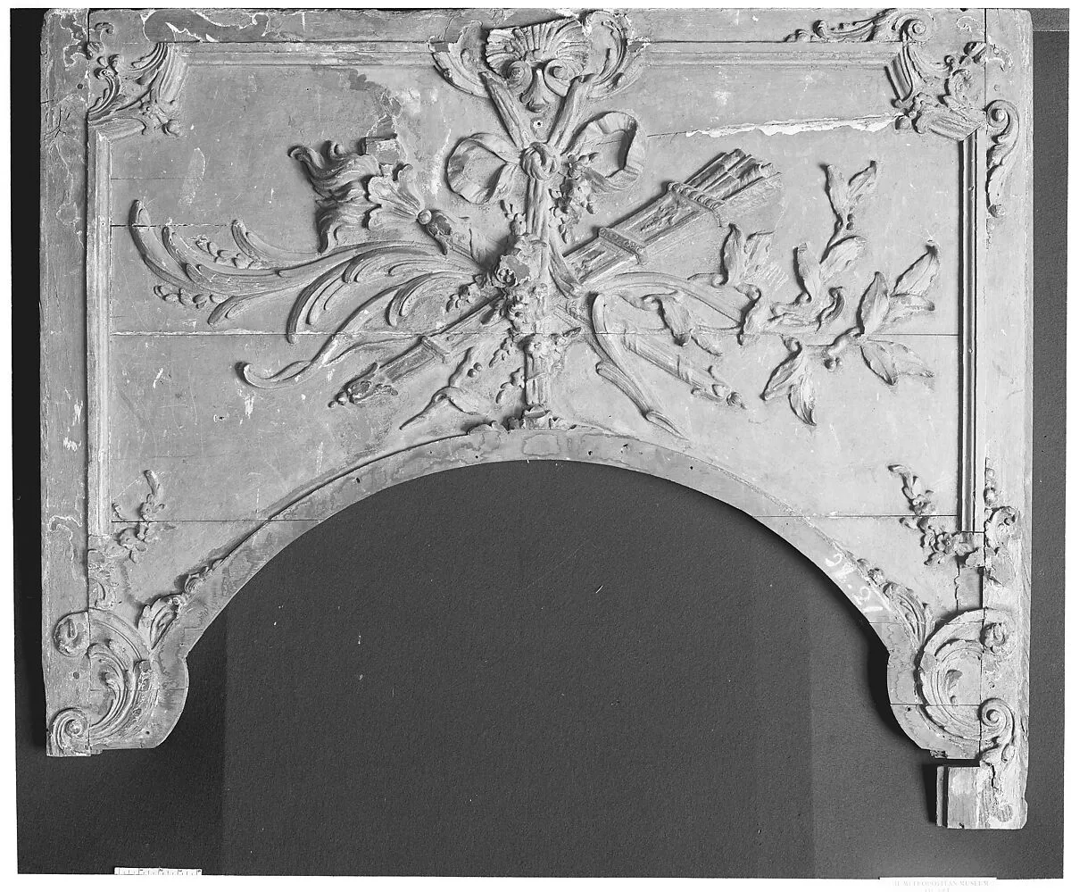 Panel from the top of a mirror frame — Unknown