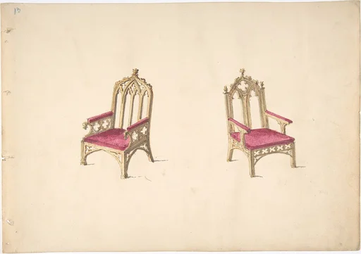 Design for Two Gothic Style Armchairs