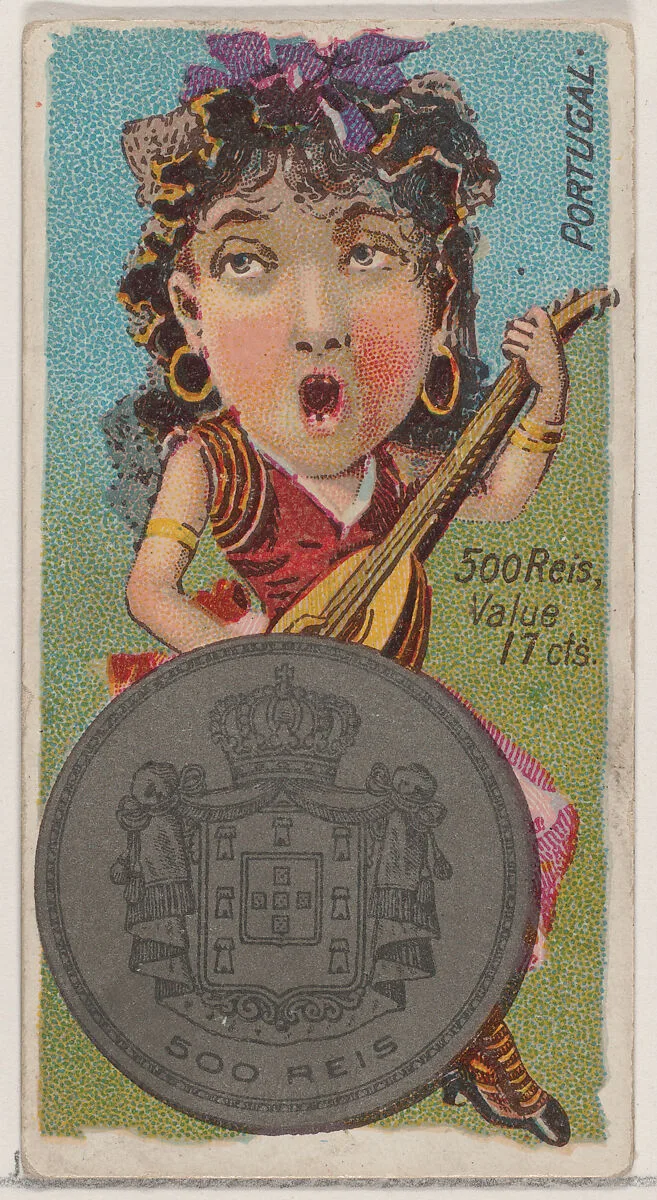 Portugal, 500 Reis, from the series Coins of All Nations (N72, variation 2) for Duke brand cigarettes — W. Duke, Sons & Co.