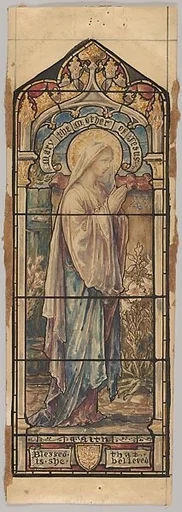 Mary the Mother of Jesus Representing Faith: Design for a Stained Glass Window, First Presbyterian Church, Flemington, New Jersey (one of a set of seven)