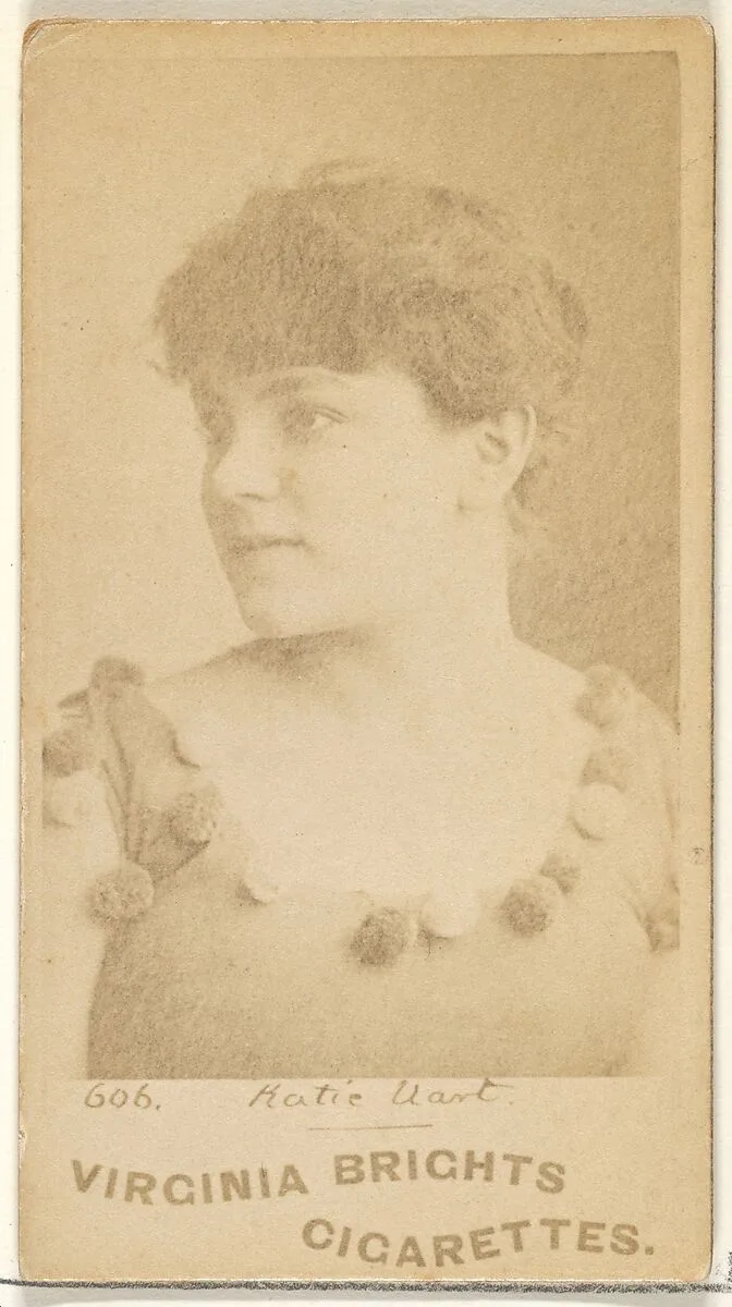 Card 606, Katie Uart, Corsair Co., from the Actors and Actresses series (N45, Type 1) for Virginia Brights Cigarettes — Allen & Ginter