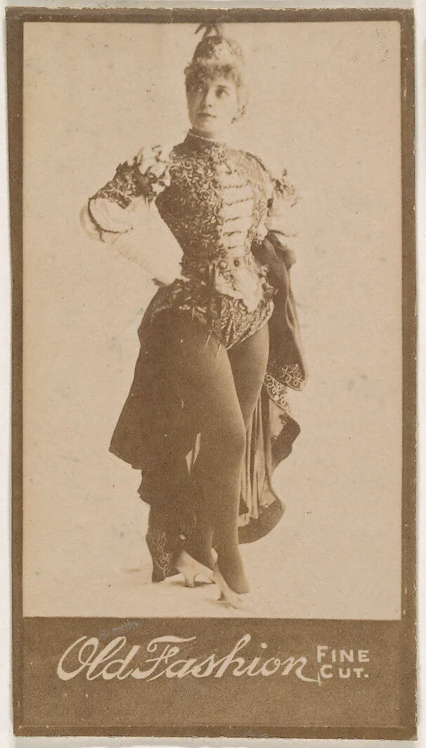 Actress standing with hands on hips, from the Actresses series (N664) promoting Old Fashion Fine Cut Tobacco — Unknown