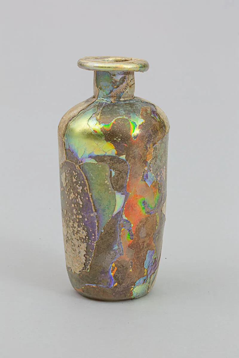 Glass cylindrical bottle — Unknown