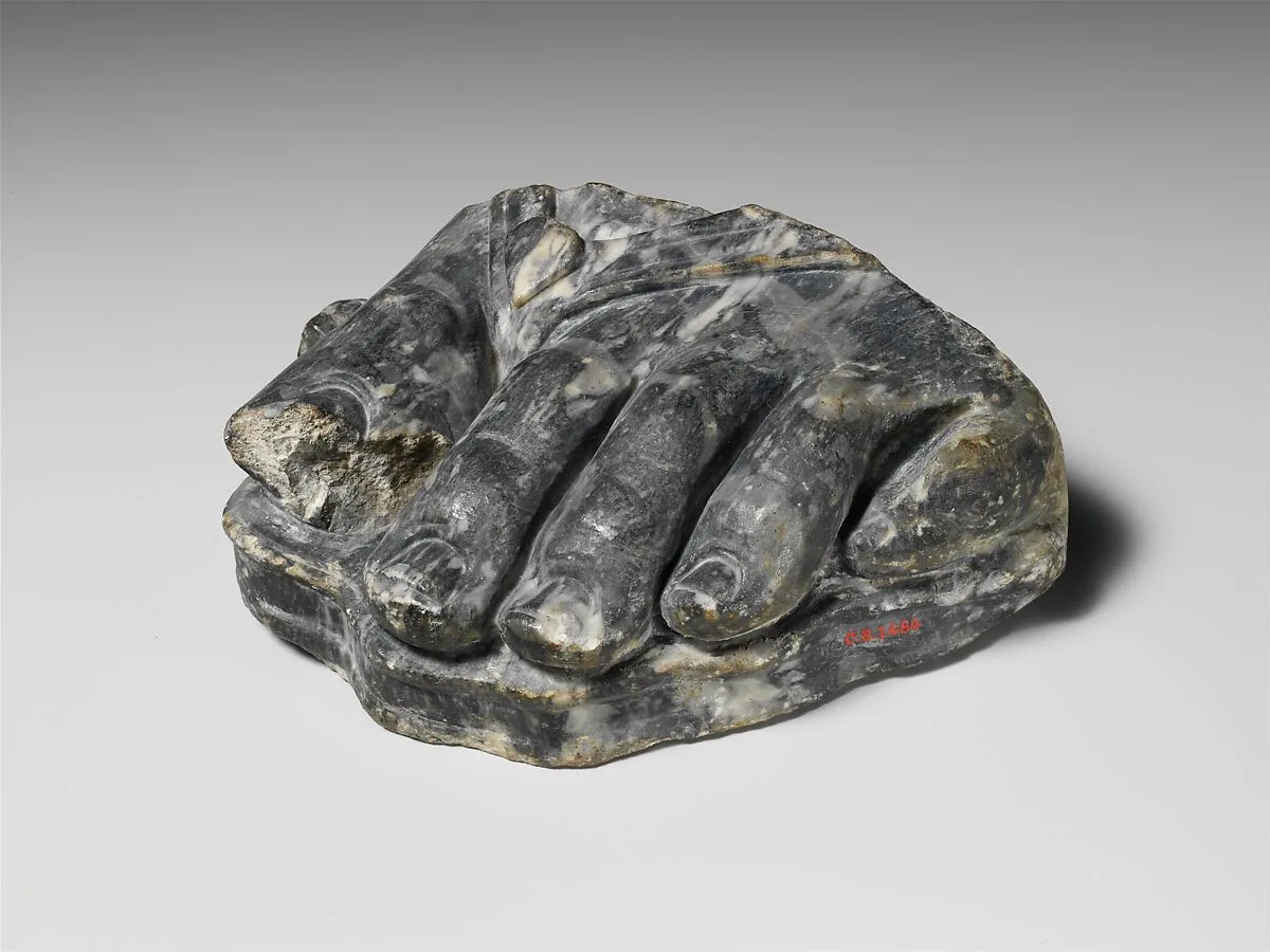 Marble forepart of a left sandaled foot — Unknown