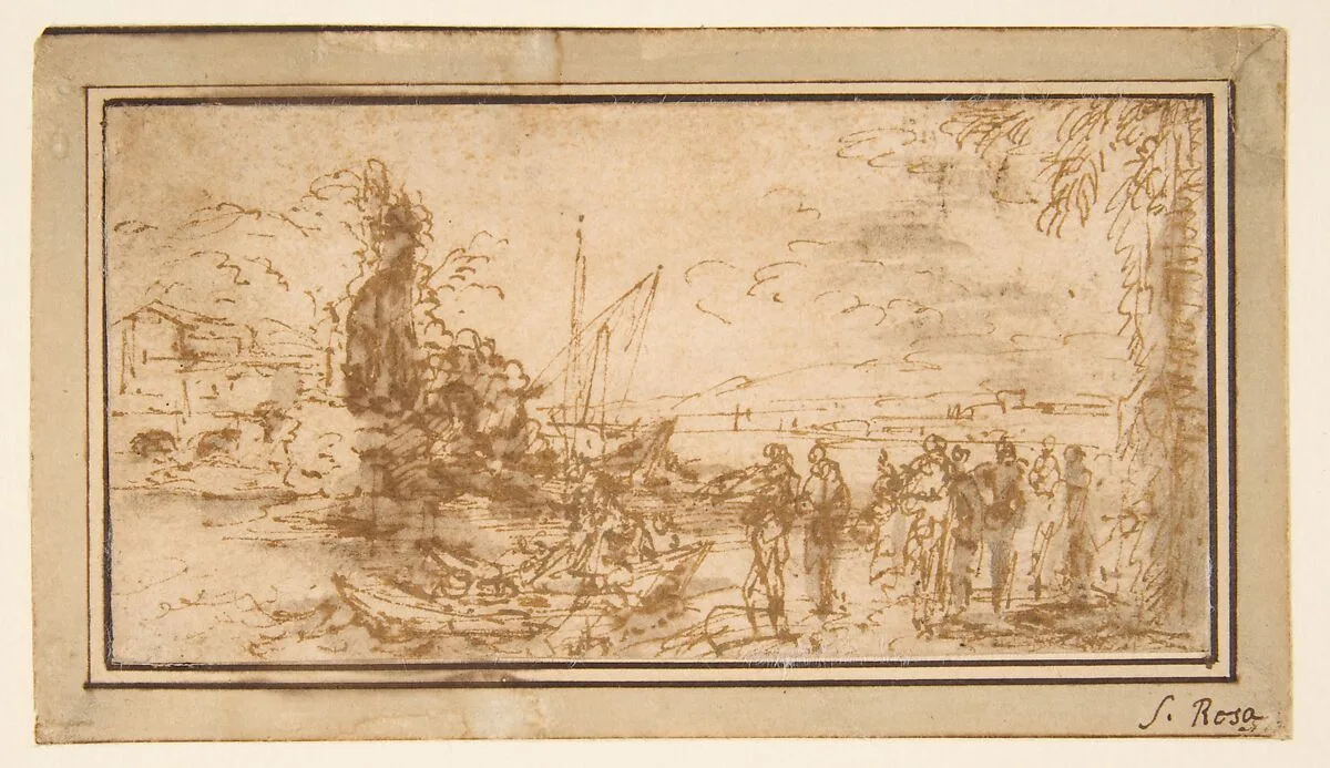 Marine landscape with figures — Salvator Rosa