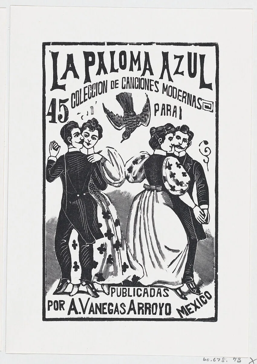 Two couples dancing, illustration for 'La Paloma Azul,' published by Antonio Vanegas Arroyo — José Guadalupe Posada|José Sanchez