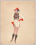 Drawing for a woman's theatrical costume for the number 'Oh Leo' in 'At Home Abroad' — Vincente Minnelli