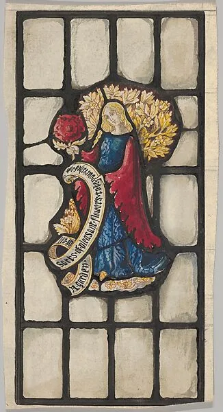 Woman Holding a Rose: Design for a Stained Glass Window (probably for the Belmont House, New York) — Helen Maitland Armstrong|Alva E. Belmont