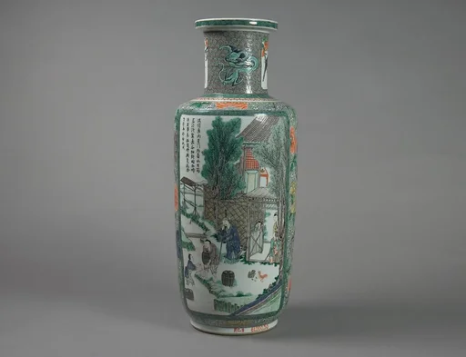 清康熙 景德鎮窯耕織圖瓶|Vase with scenes and poems from Farming and Weaving