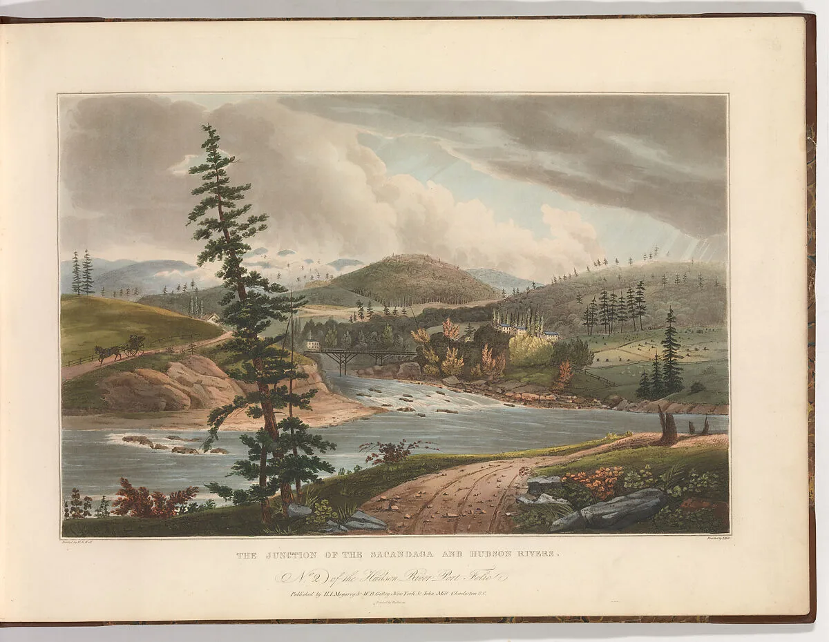 Junction of the Sacandaga and Hudson Rivers (No. 2 of The Hudson River Portfolio) — John Hill|William Guy Wall|Henry J. Megarey|W. B. Gilley|William and Charles Rollinson|John Mill
