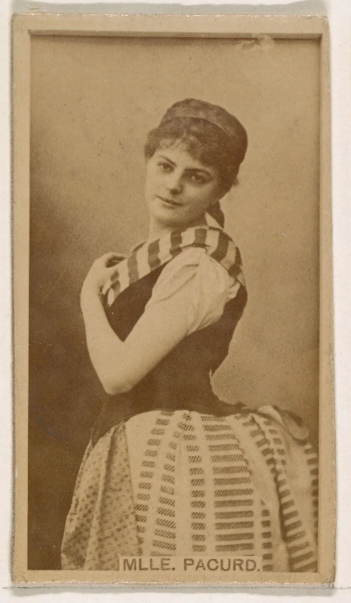 Mlle. Pacurd, from the Actresses series (N245) issued by Kinney Brothers to promote Sweet Caporal Cigarettes — Kinney Brothers Tobacco Company