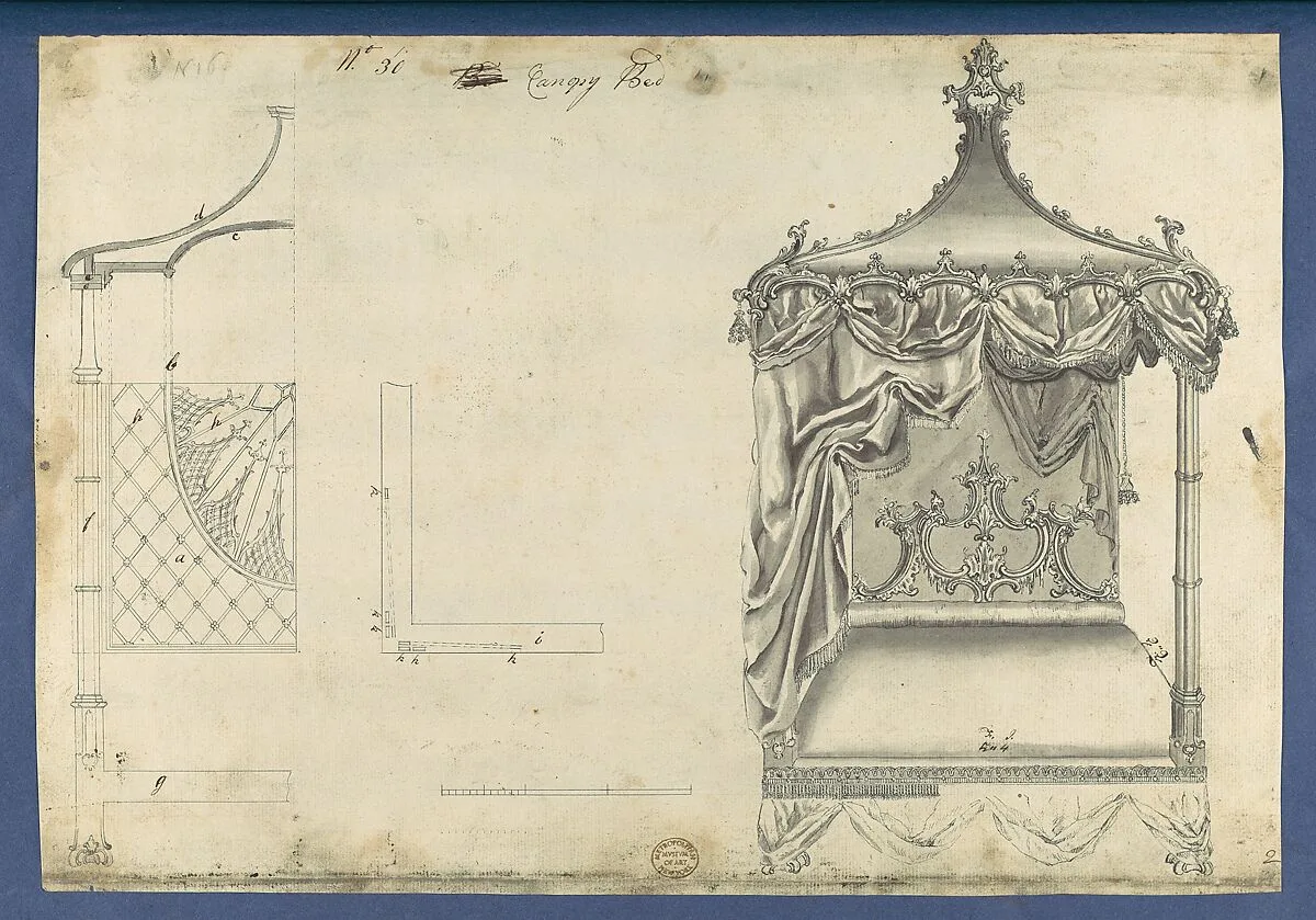 Canopy Bed, in Chippendale Drawings, Vol. I — Thomas Chippendale