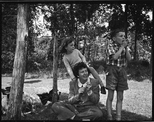 [Emily Workum and Her Children on Lawn, Bedford Village, New York]