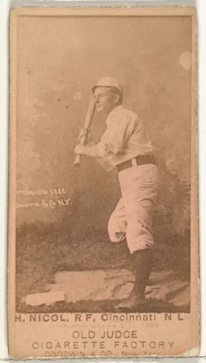 Hugh N. "Little Nick" Nicol, Right Field, Cincinnati, from the Old Judge series (N172) for Old Judge Cigarettes