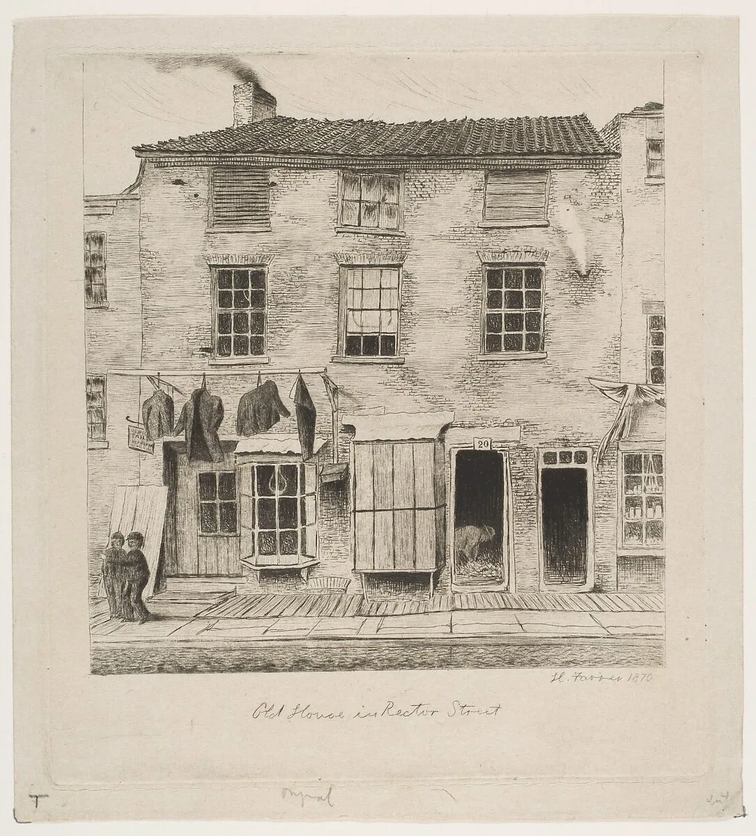 Old House in Rector Street, from "Scenes of Old New York" — Henry Farrer