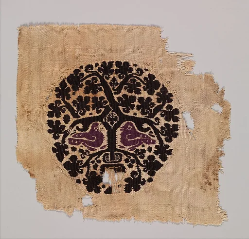 Orbiculus (Roundel) with Grapevine Inhabited by Two Purple Birds Emerging from a Pot