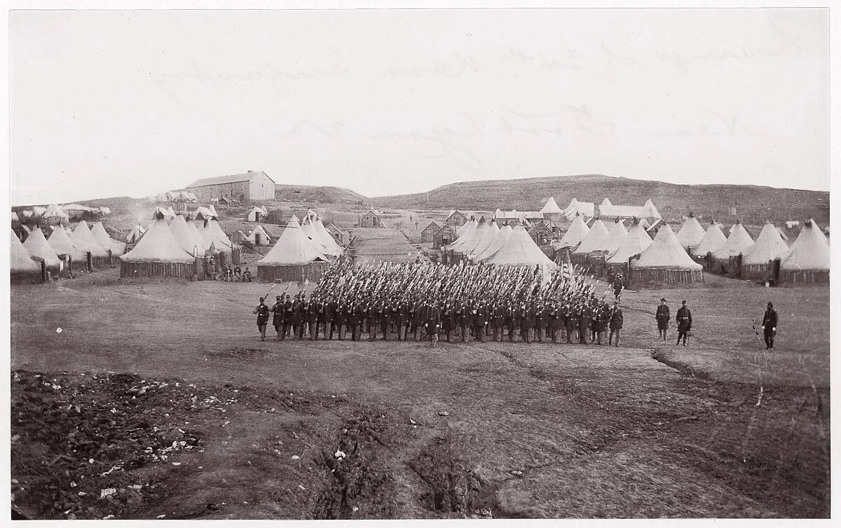 Camp of 34th Massachusetts Infantry near Fort Lyon, Virginia — Mathew B. Brady|Unknown