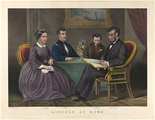 Lincoln at Home — Currier & Ives|G. Thomas|Abraham Lincoln|Mary Todd Lincoln|Robert Todd Lincoln|Thomas "Tad" Lincoln