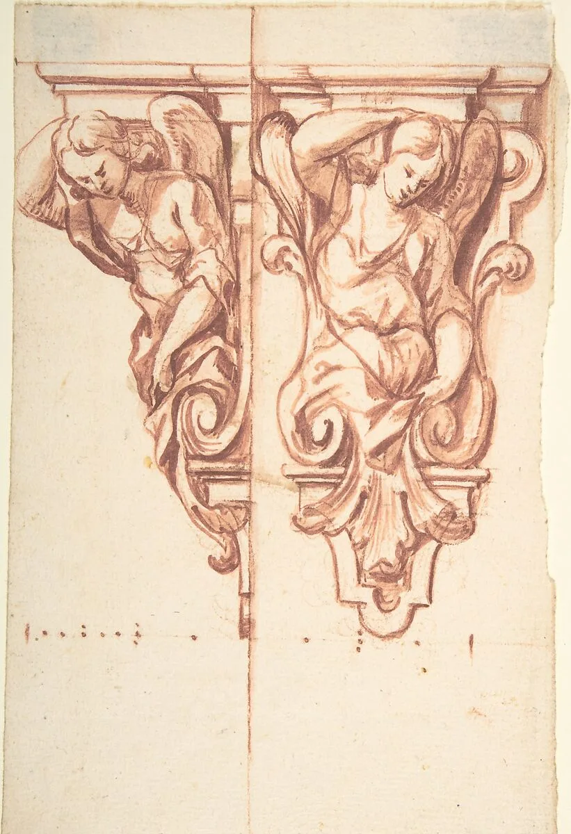 Design for sculpted angeli — Anonymous, Italian, Piedmontese, 18th century