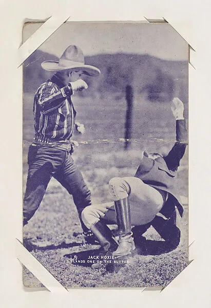 Jack Hoxie lands one on the button from Western Stars or Scenes Exhibit Cards series (W412) — Unknown