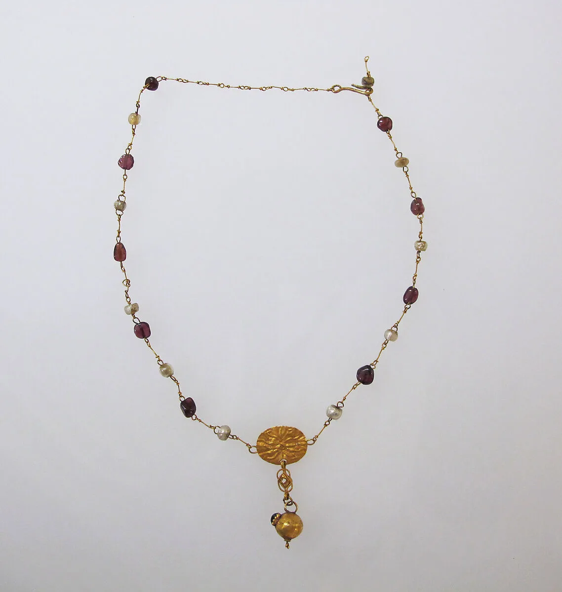 Necklace with pendant and glass beads — Unknown