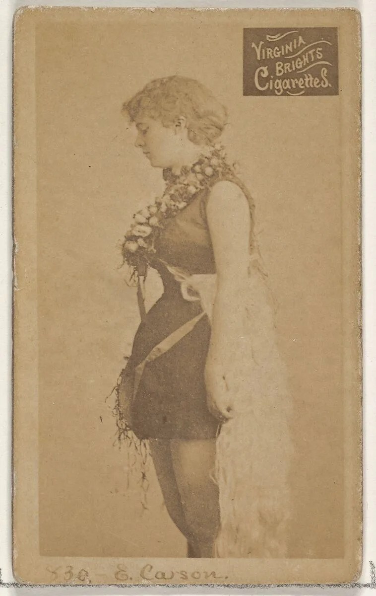 Card 830, Emma Carson, from the Actors and Actresses series (N45, Type 2) for Virginia Brights Cigarettes — Allen & Ginter