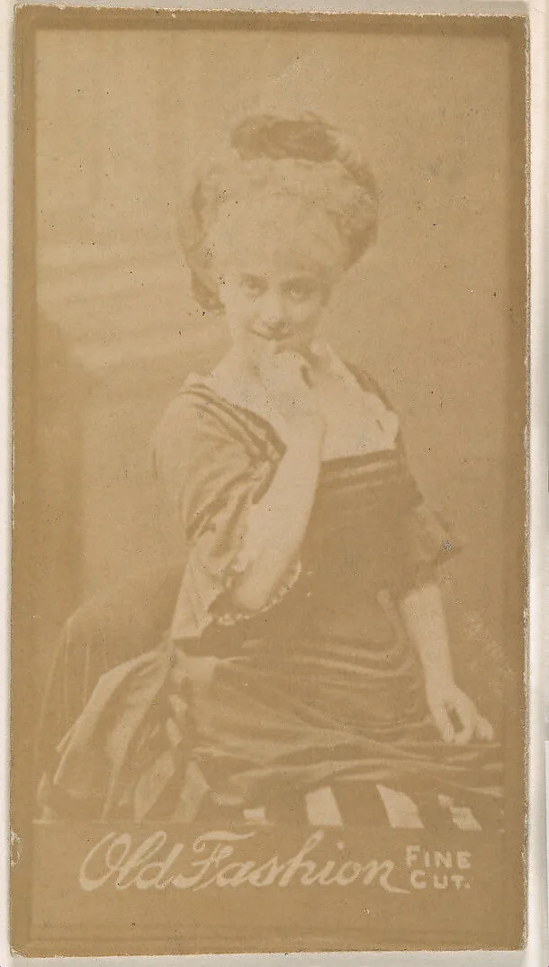 Actress with finger held to lips, from the Actresses series (N664) promoting Old Fashion Fine Cut Tobacco — Unknown