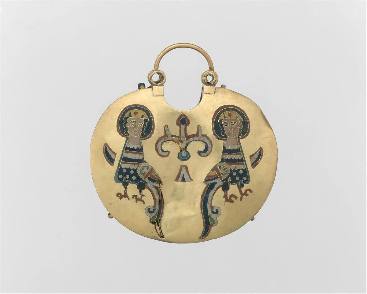 Temple Pendant with Two Sirens Flanking a Tree of Life (front) and Confronted Birds (back) — Unknown