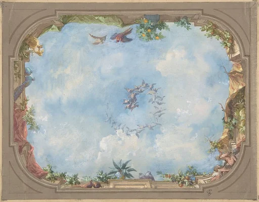 Design for Trompe l'Oeil Stairway Ceiling, Hôtel Hope