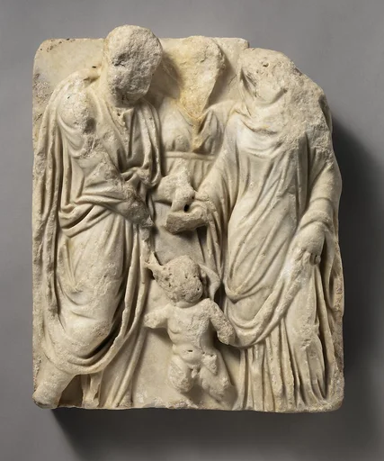 Marble sarcophagus fragment: marriage scene