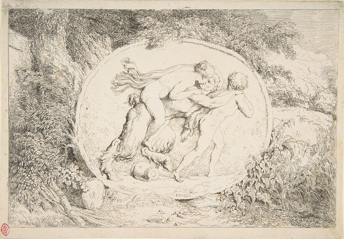 A Young Girl Astride a Satyr — Jean Honoré Fragonard