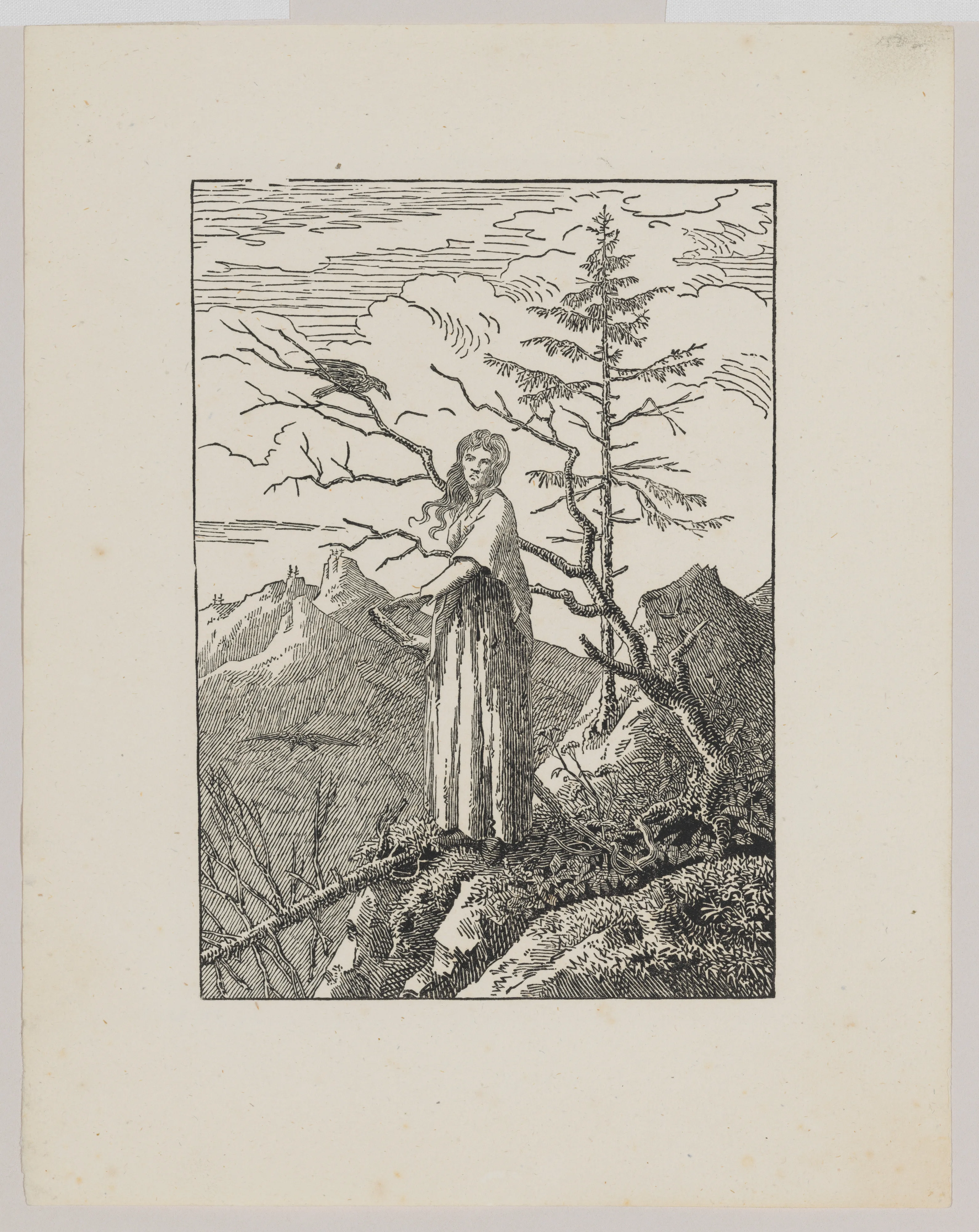 Woman with a Raven (Die Frau mit dem Raben am Abgrund) — Christian Friedrich|Caspar David Friedrich