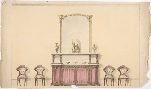 Design for a Mirrored Cabinet and Four Chairs
