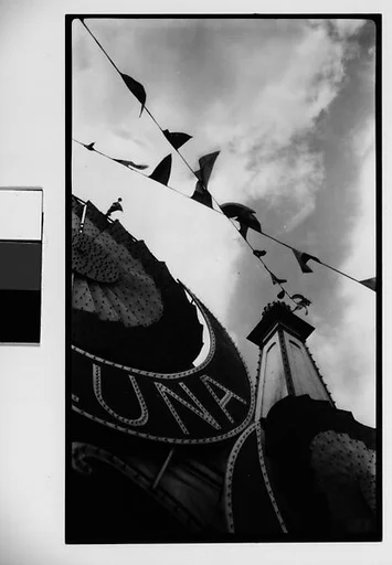 [Luna Park Sign Detail and Carnival Flags, Coney Island, New York]