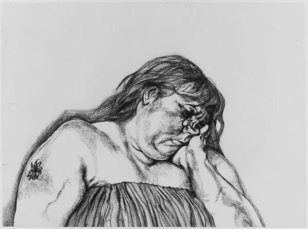 Woman with an Arm Tattoo — Lucian Freud|Marc Balakjian|Matthew Marks Gallery