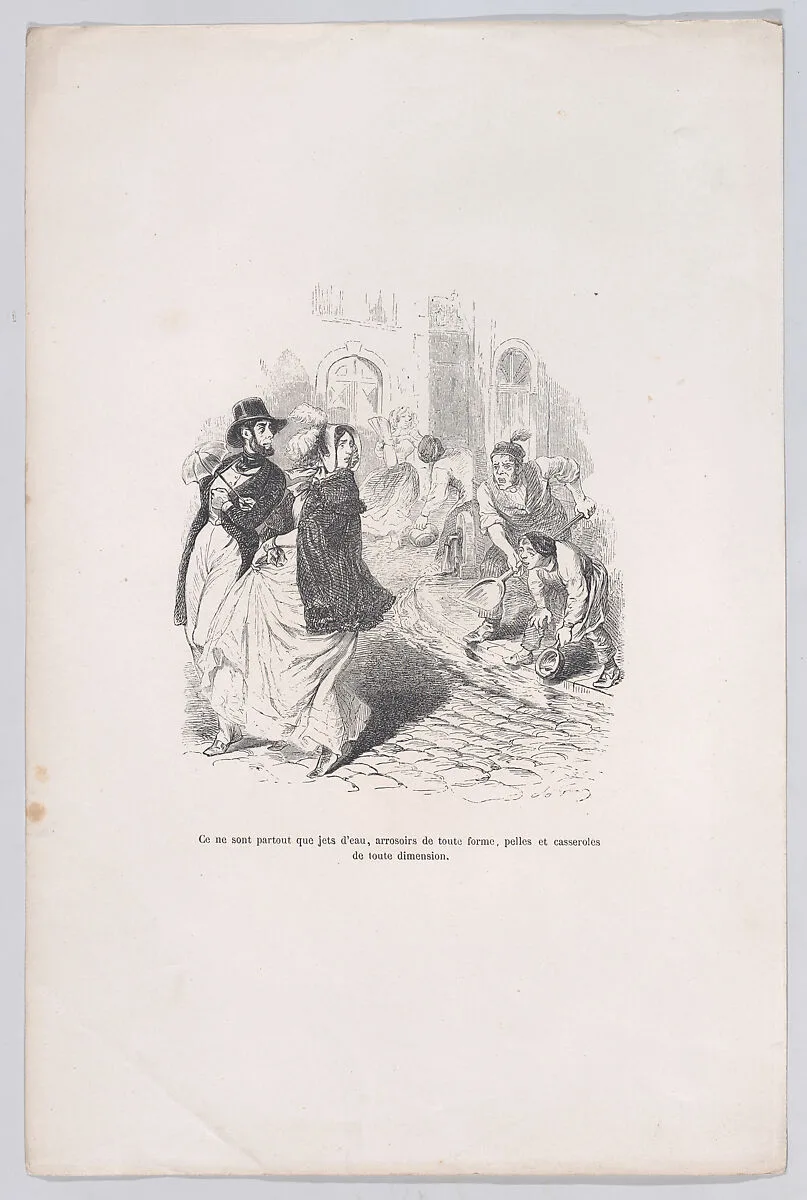 "Only everywhere are water faucets, watering cans of any shape, shovels and pots of any size." from the Little Miseries of Human Life — Paul-Emile-Daurand Forgues|J. J. Grandville|Henri Fournier