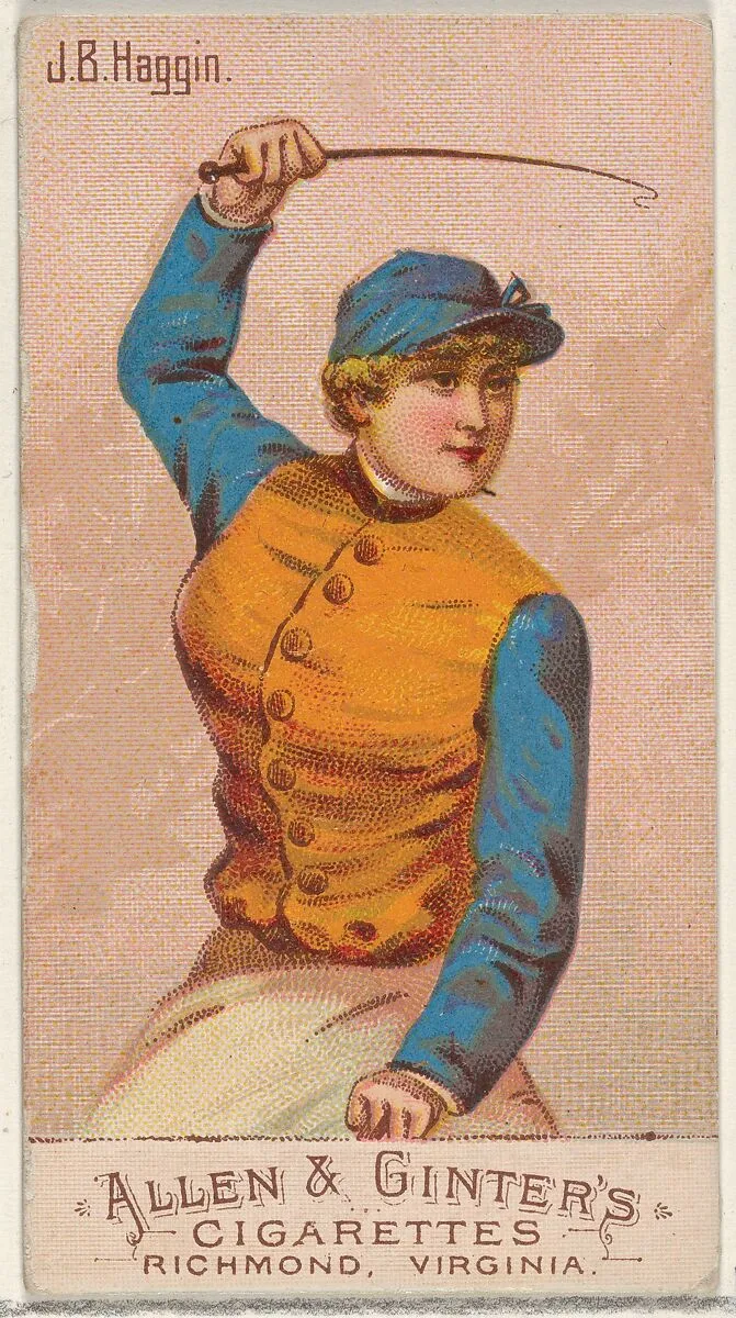 J.B. Haggin, from the Racing Colors of the World series (N22b) for Allen & Ginter Cigarettes — Allen & Ginter
