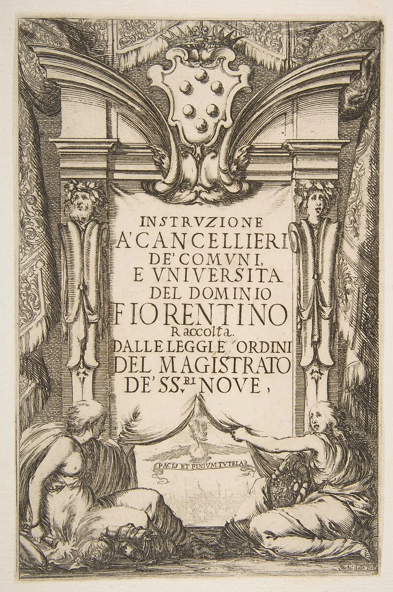 Frontispiece for the Instruzione a' Cancellieri — Stefano della Bella