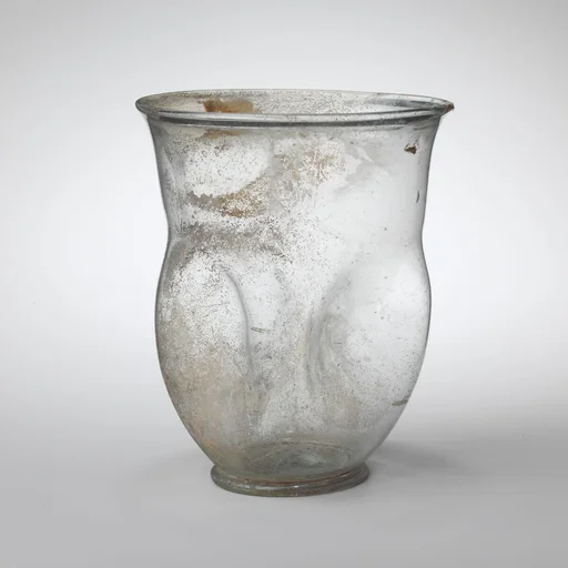 Glass beaker with indented sides