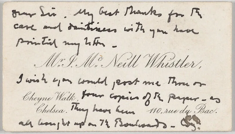 James McNeill Whistler, calling card — James McNeill Whistler|Anonymous