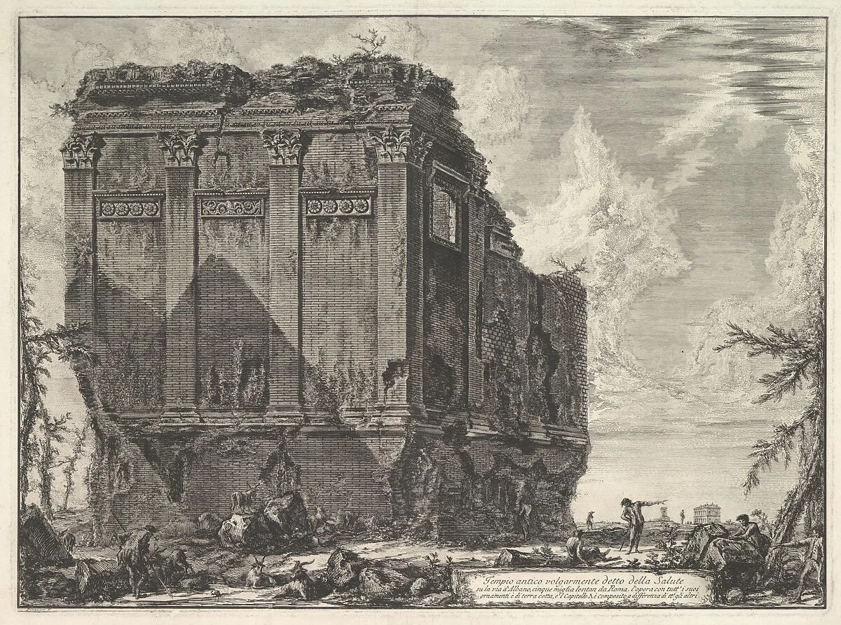 The so-called Temple of Salus, on the road to Albano (Tempio antico volgarmente detto della Salute) — Giovanni Battista Piranesi