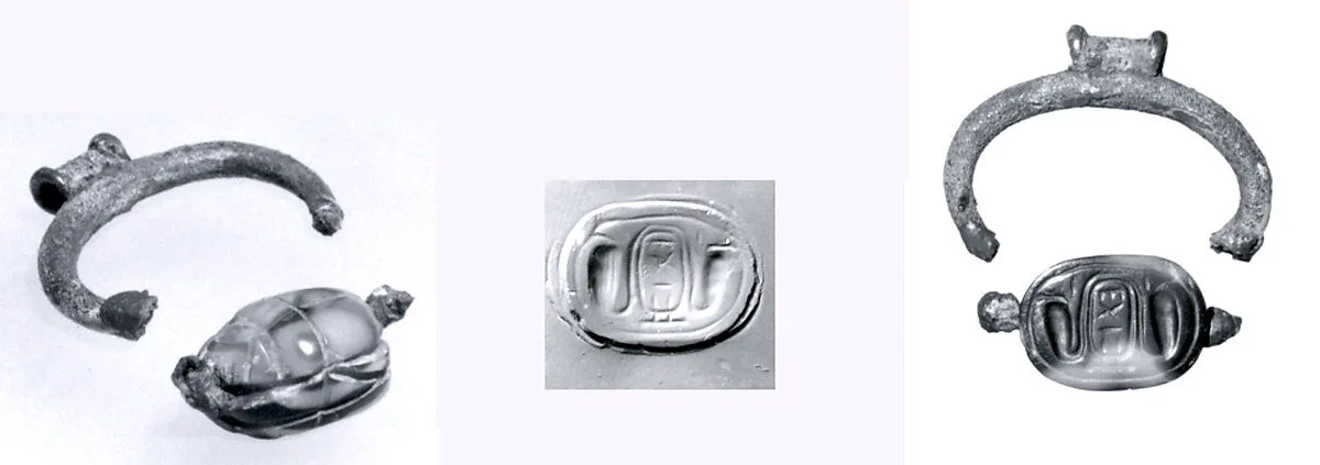 Silver pendant ring with agate scarab — Unknown