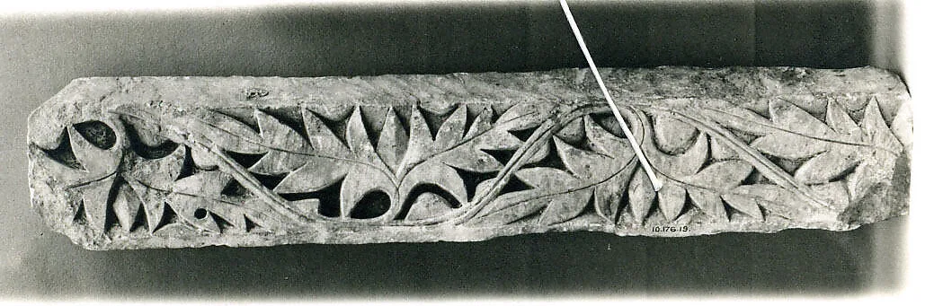 Fragment from a Post or Lintel with Leaves Branching from a Running Vine — Unknown