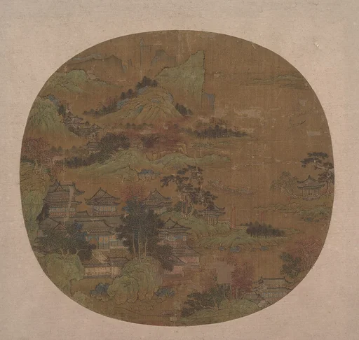 明 佚名 樓觀松風圖 團扇|Palaces among Autumn Mountains