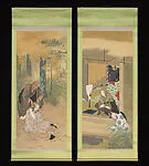 「發心 出家」一遍聖絵の場面より|Monk Ippen Giving a Warrior the Tonsure and His Wife as a Lay Buddhist Nun — Yamada Shinzan 山田真山