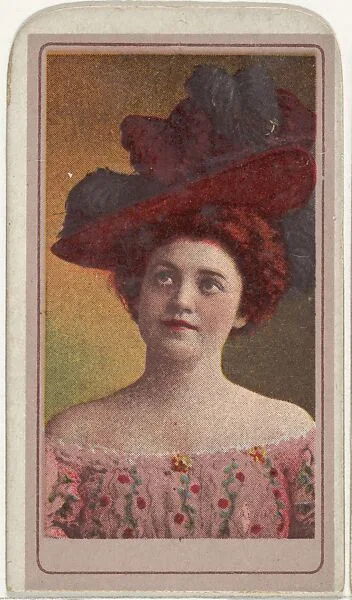 Actress wearing tall feathered hat, from the Actresses series (T176) issued by Sweet Caporal Cigarettes — Kinney Brothers Tobacco Company