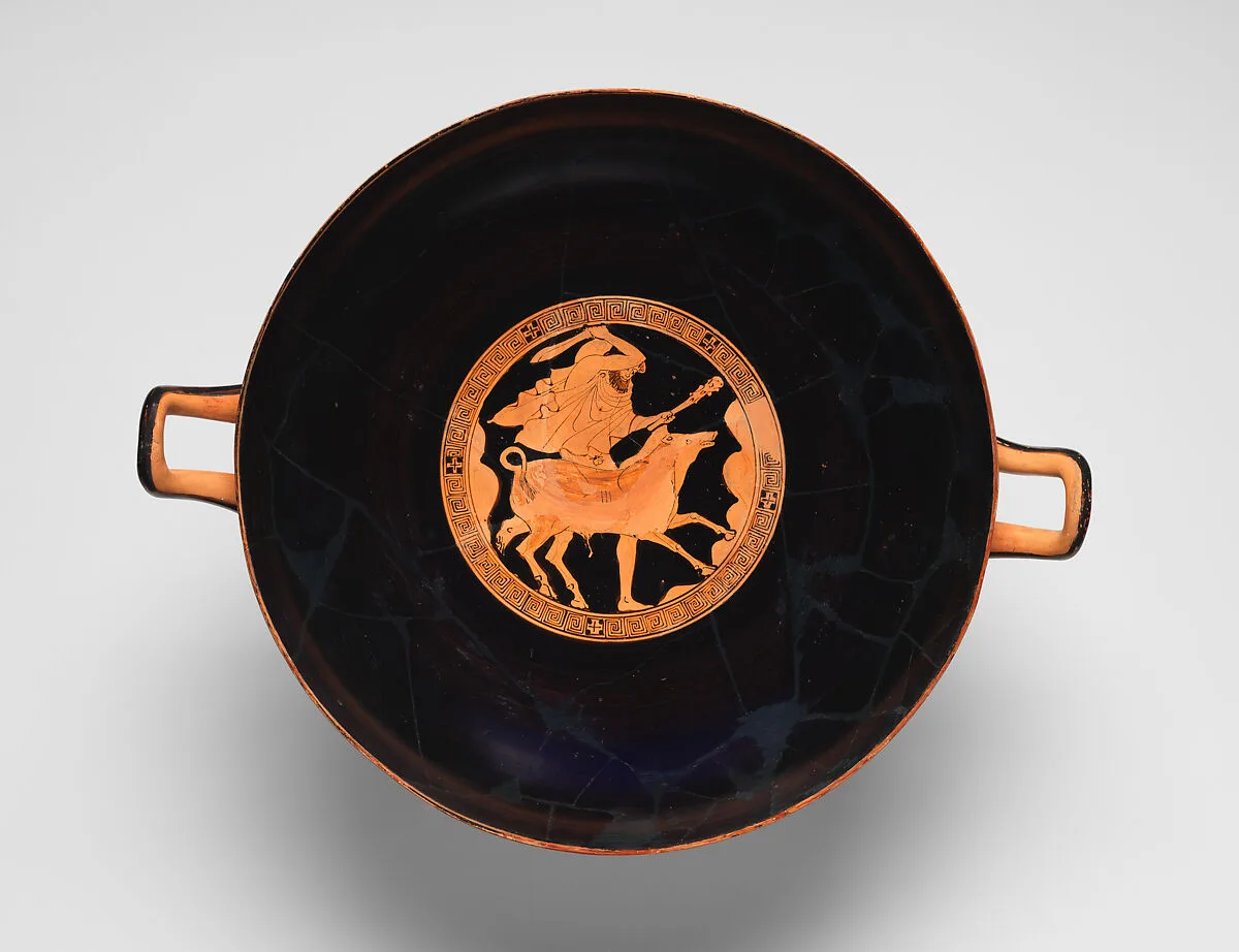 Terracotta kylix (drinking cup) — Penthesilea Painter