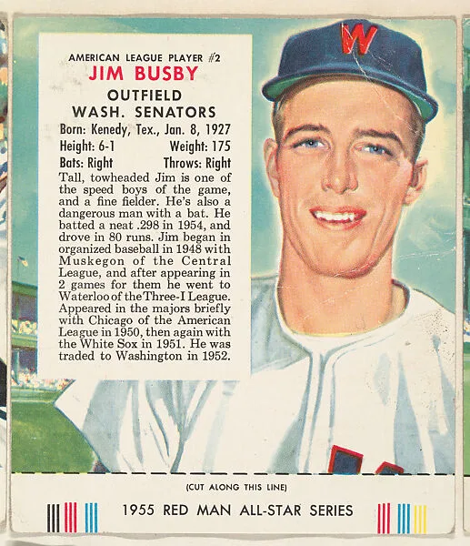Jim Busby, from the Major League Baseball series (T235), issued by Red Man Chewing Tobacco — Red Man Chewing Tobacco
