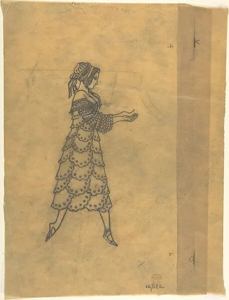 Tracing of a Ballet Costume: Woman in Ruffles — Léon Bakst