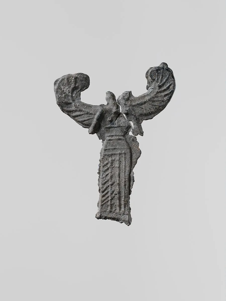 Lead figure of a winged goddess, possibly Artemis Orthia — Unknown